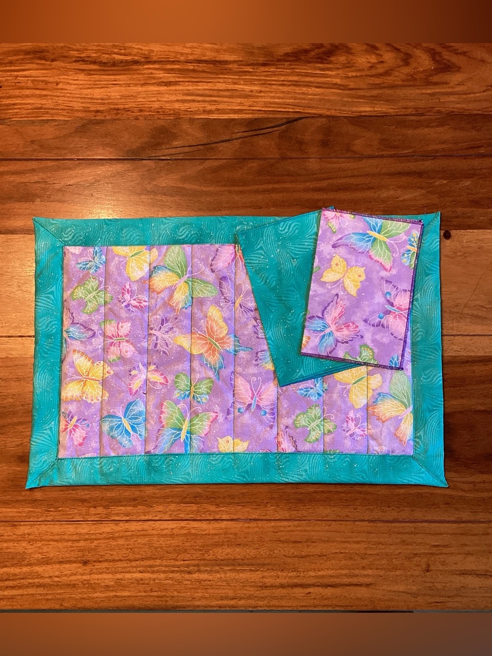 Handmade Butterfly Quilted Placemat Set